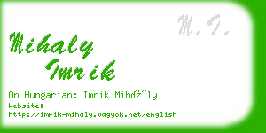 mihaly imrik business card